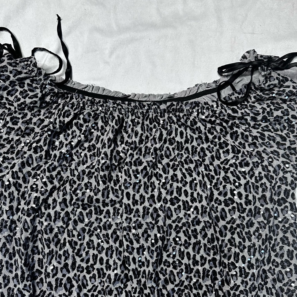 Express Black and Gray Animal Print Blouse - Picture 3 of 7